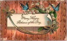 Many Happy Returns of the Day Greetings Card Butterfly Vintage Postcard