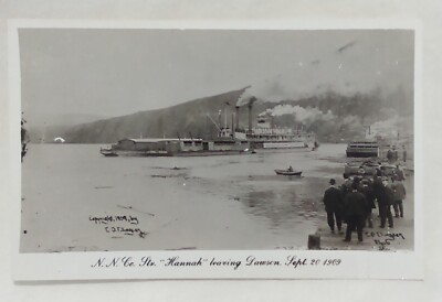 N.N. Co. Steamer Ship ''Hannah'' Leaving Dawson Yukon Canada RPPC Postcard Unused