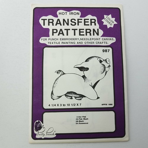 Pretty Punch Hot Iron Color Coded Transfer Pattern #987 Pig Swine 4-1/4x3 To 10-