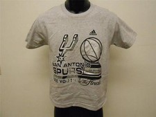 NEW-MINOR-FLAW SAN ANTONIO SPURS YOUTH MEDIUM M 10-12 CHAMPIONSHIP SHIRT 63WK