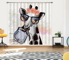 3D Hand Drawn Giraffe ZHUA1147 Photo Curtain Window Blockout Fabric Amy 2023