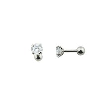 4mm-6mm Stainless Steel Round Clear Cubic Zirconia Men Women Ear Stud Earrings