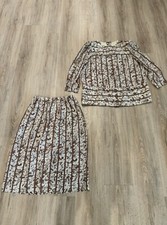 Vintage 80s Lady Carol 2 Piece Skirt Set Drop Waist M