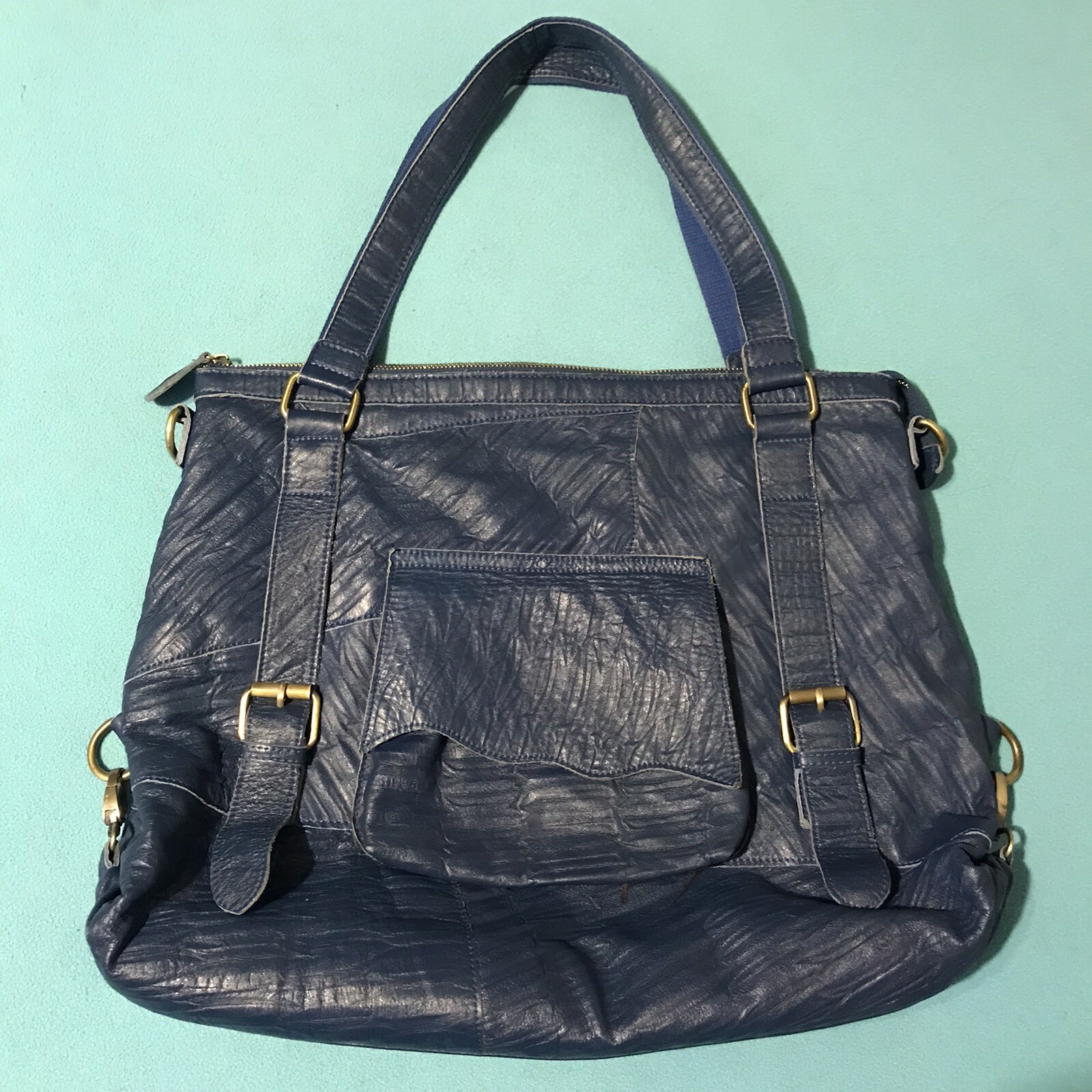 Ameri Leather / Blue / Leather / Purse / Shoulder… - image 1