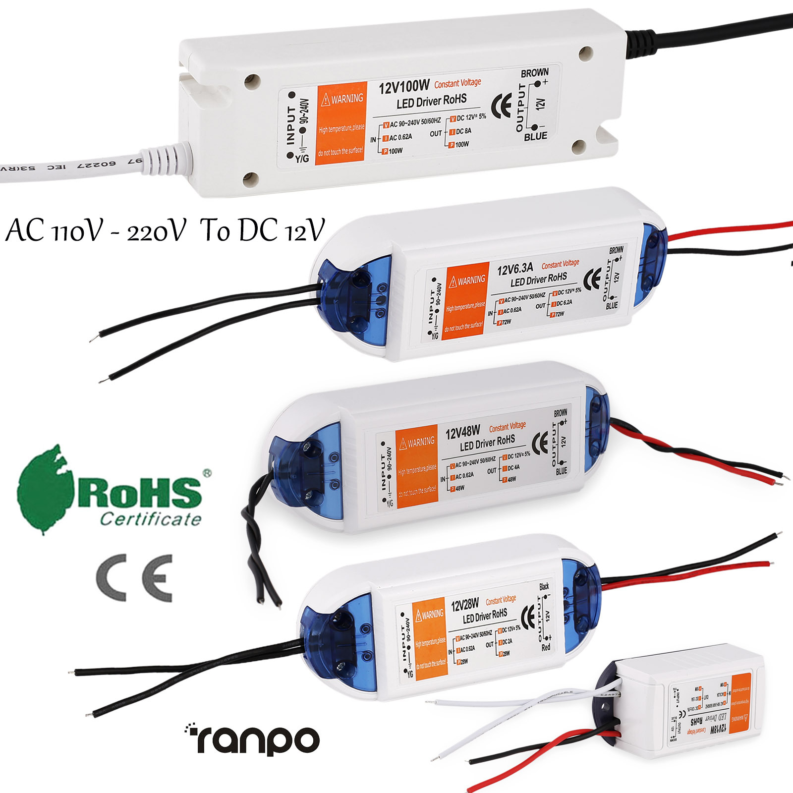 Ranpo DC12V 110V 220V AC 85-265V LED Driver Input 3W-7W Power Supply Built-in Constant Current 300ma Dimmable Light Lamp Transformer I2644782482 - Foto 6