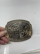 Vintage Cowgirl Cowboy Belt Buckle Silver Intricate Floral