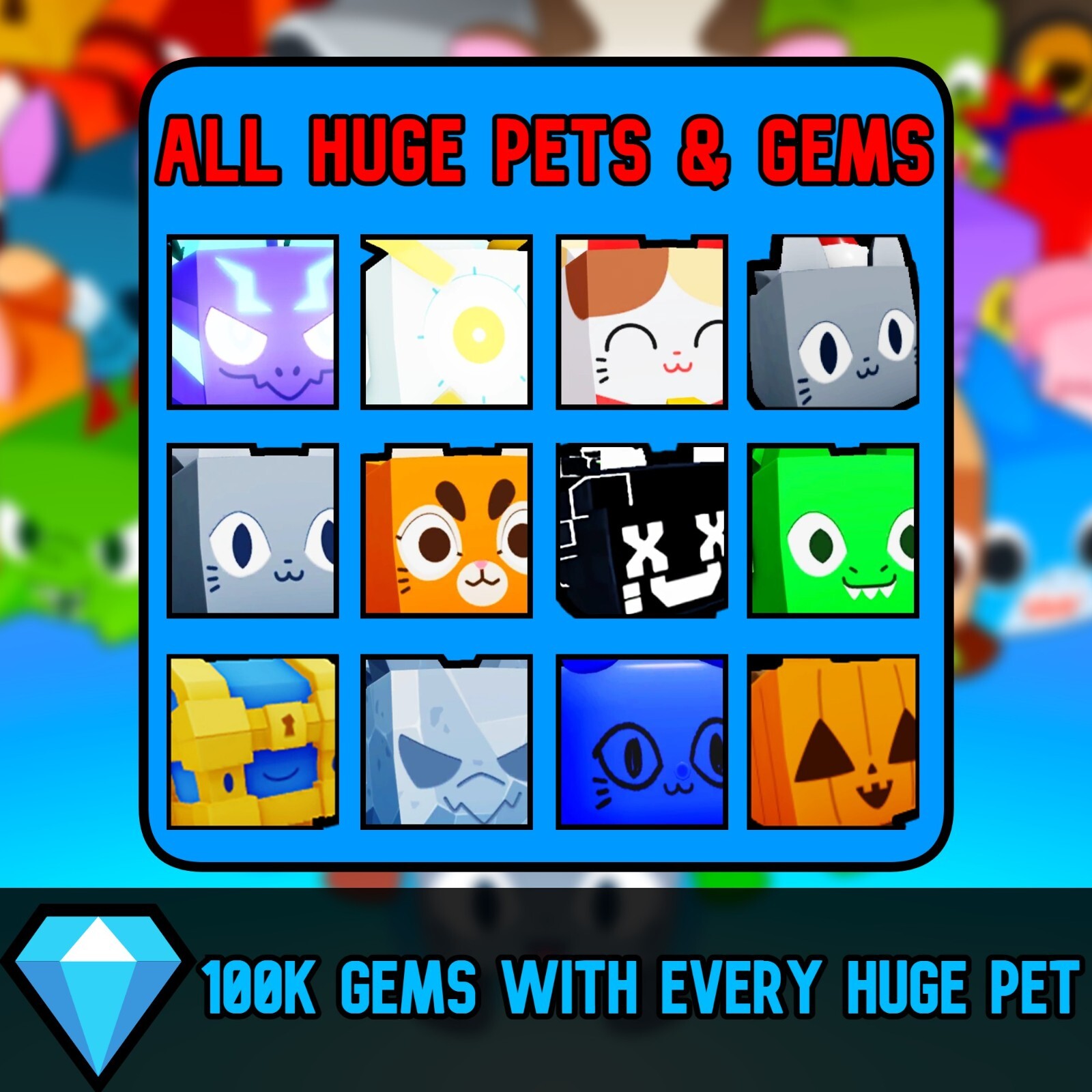 Pet Simulator 99 - Mascotas enormes + Gemas - Entrega barata y rápida - PS99