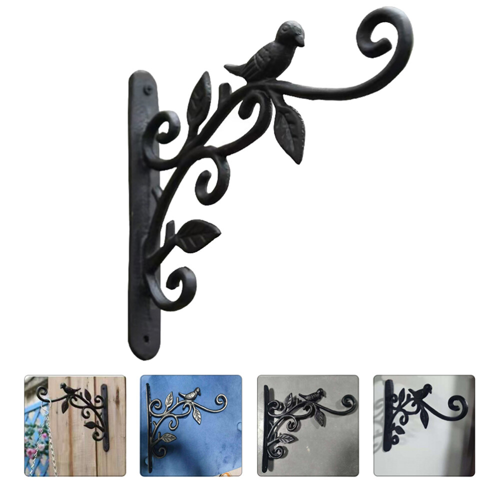 Vintage Bird Wall Sculpture Wrought Iron Flower Basket Hook
