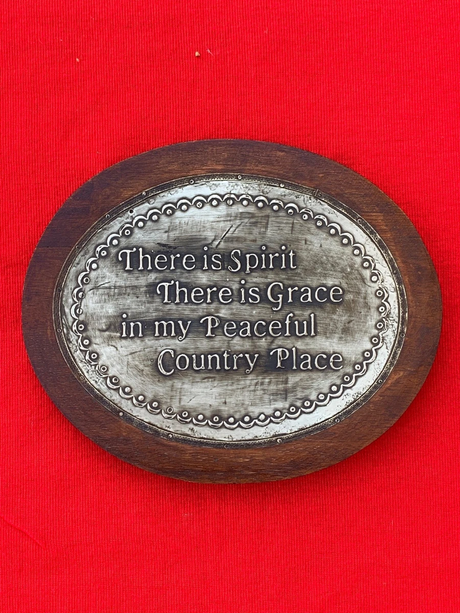 Vintage Primitive Brass GRACE PEACEFUL COUNTRY PLACE Wall Plaque