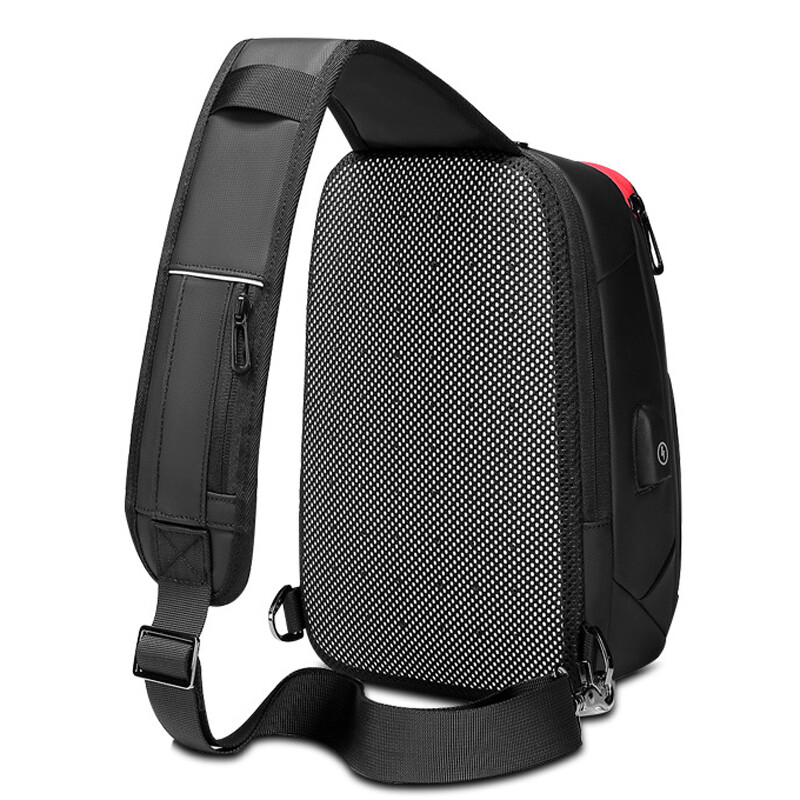 Men's Sling Backpack Oxford cloth Waterproof Crossbody Bag USB Port