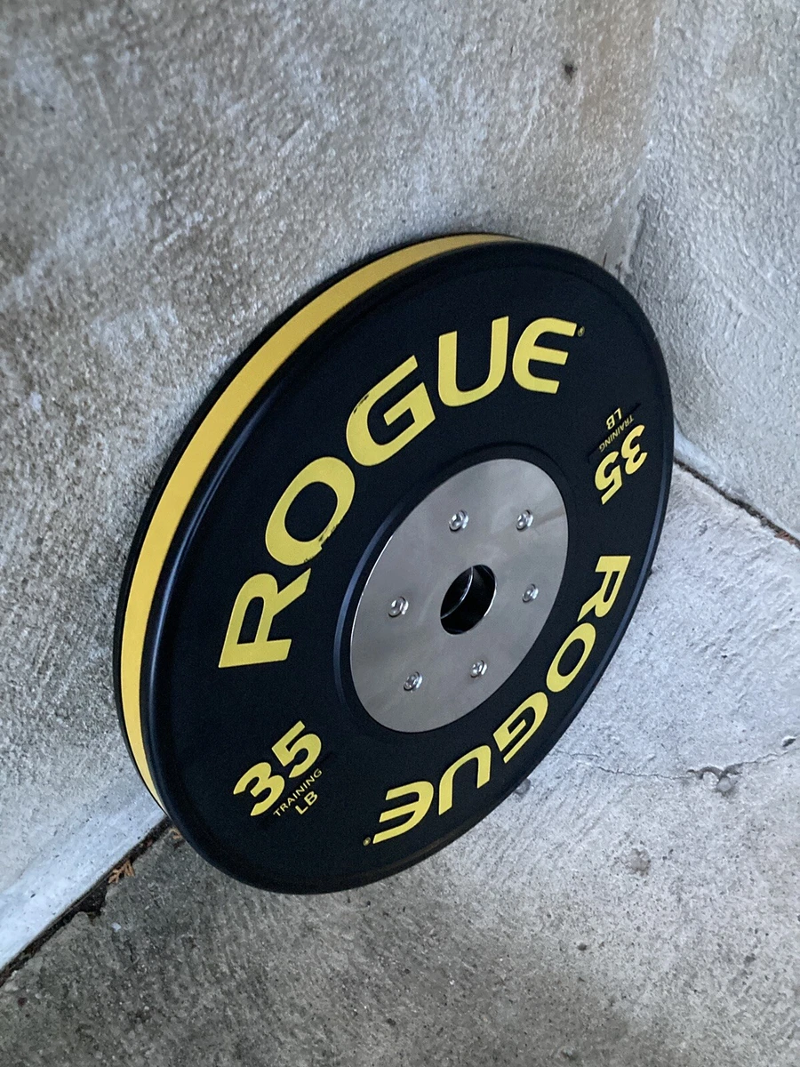 ROGUE 35lb Black Training Olympic Plate Black Yellow Lettering