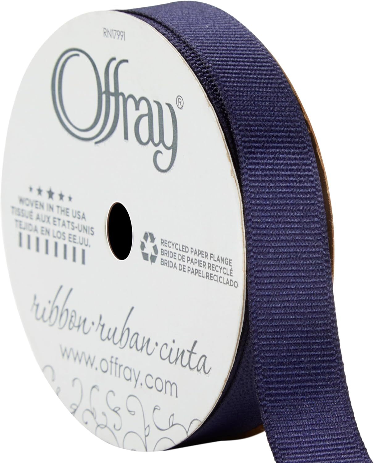 Navy Grosgrain Ribbon 5/8 Inch Wide 21 Foot Spool for Crafts