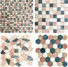 Naturstein Fliesen Marmormosaik Wandkachel Steinboden Bruchmosaik Mediterran Bad