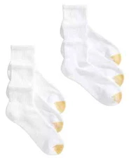 6 Pairs Gold Toe Sport Women's Half-Cushion Quarter Socks White Size 6-9