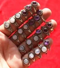 Rainbow Moonstone & Mix Gemstone 925 Sterling Silver Plated 25 PCs Rings Lot