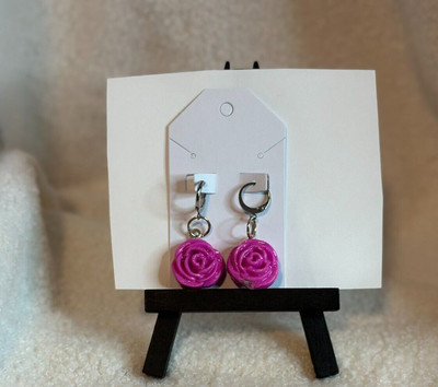 Handmade polymer clay earrings - rose shaped