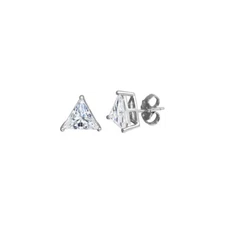 WHITE GOLD OVER 925 STERLING SILVER TRIANGLE STUD EARRINGS LAB SIMULATED DIAMOND