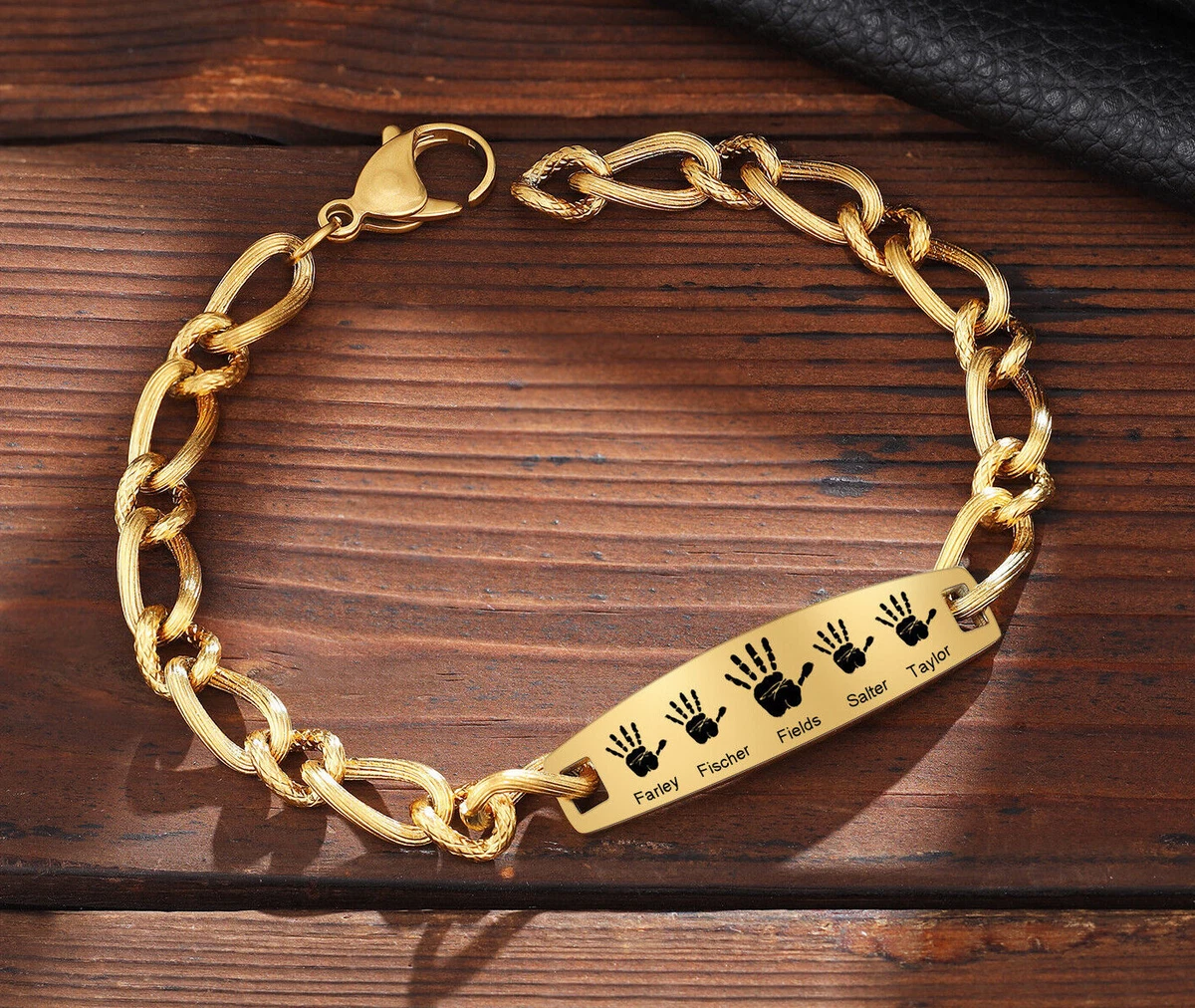 Mens bracelet with children's names engraved deals