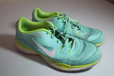 Nike Flex Trainer Womens Running Shoes Size 8 Green White 724858-300