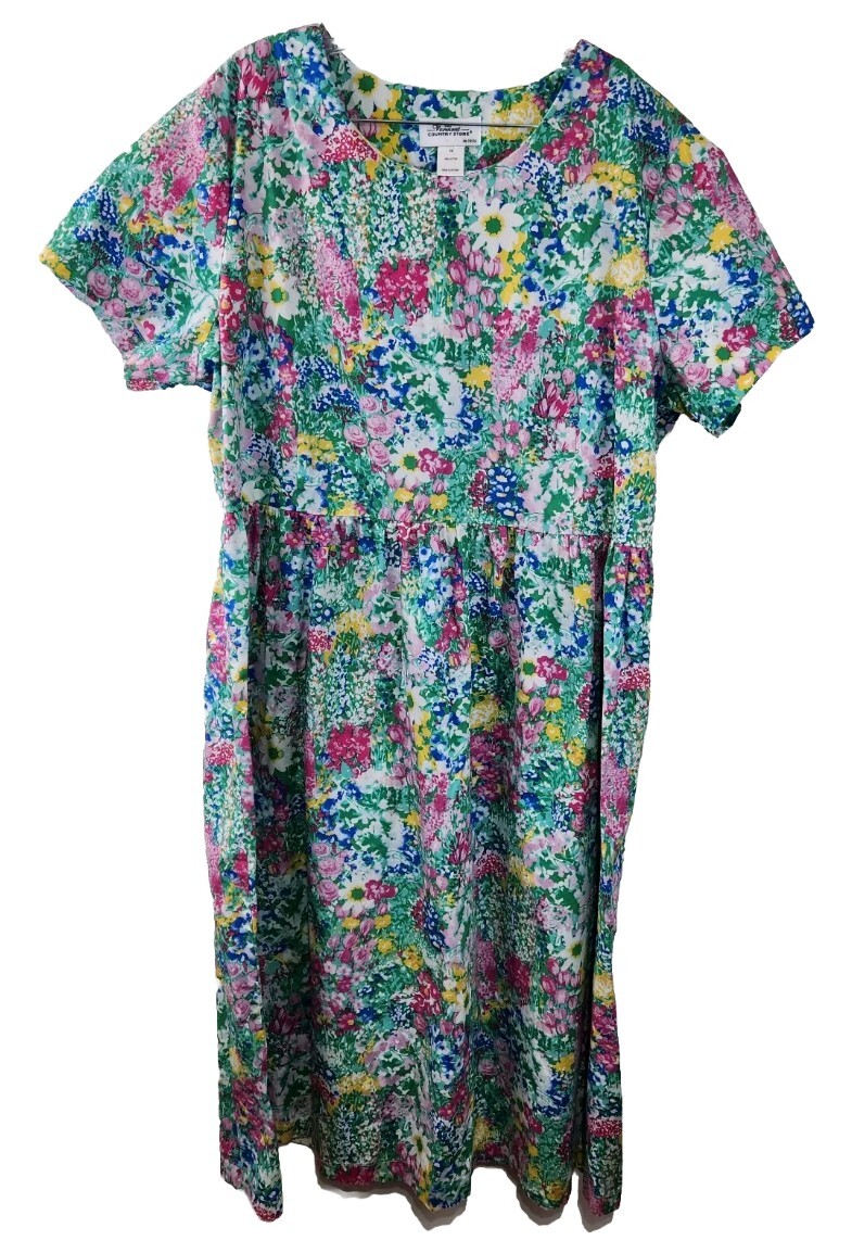 Vestido para mujer The Vermont Country Store Plus 2X Shift House manga corta floral