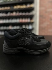 38EU/8US - Chanel Interlocking CC Logo Suede Sneakers Black Trainers NO-InSole