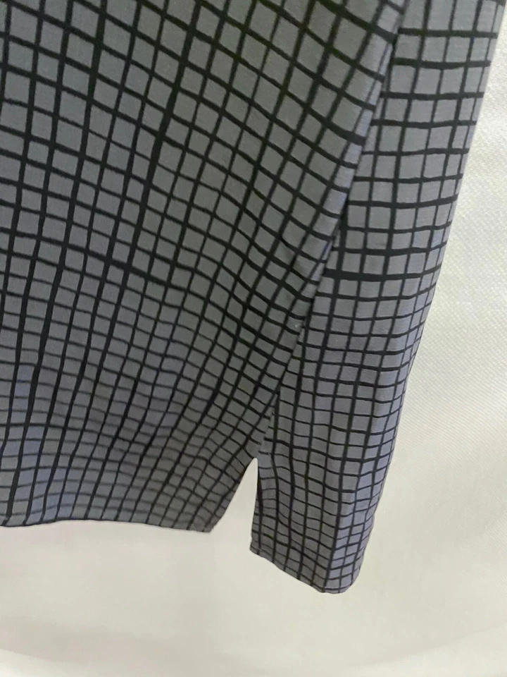 Vestido EILEEN FISHER Gris Negro Cuadros Cuadros Ventana Cambio Abertura Lateral S = 6/8 EE. UU. Foto 4 de 4