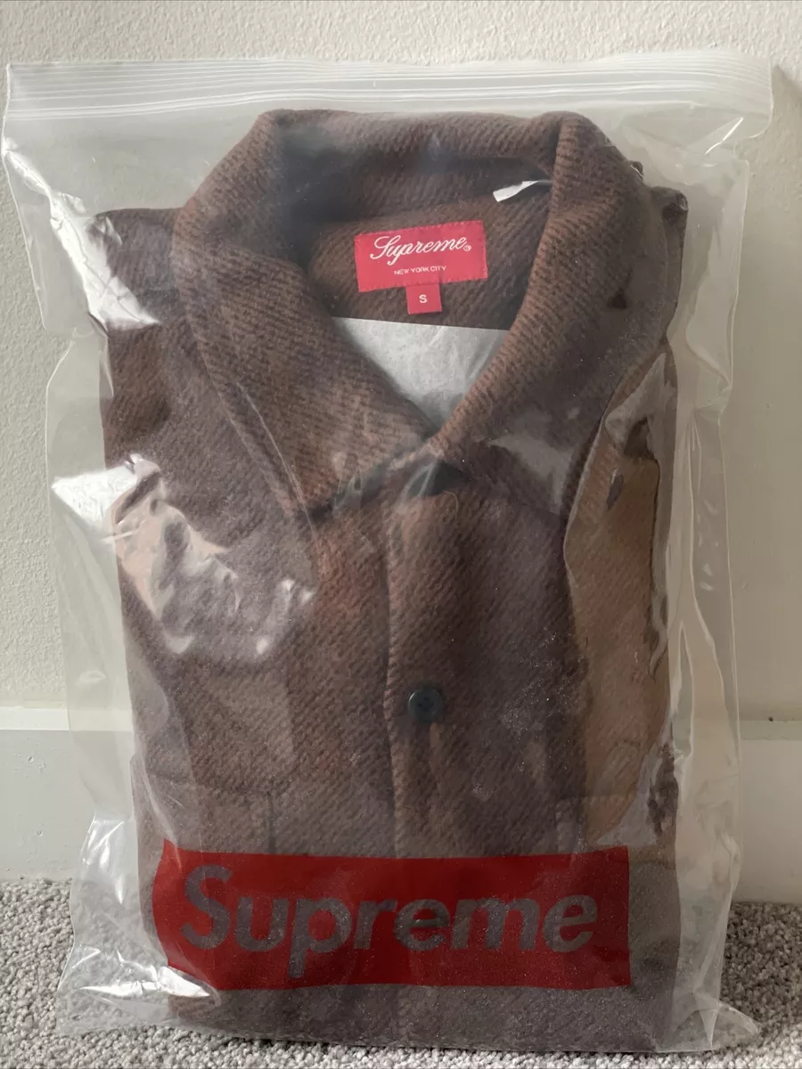Supreme FW22 Brushed Flannel Twill Button Up Shirt Brown Mens Size Small