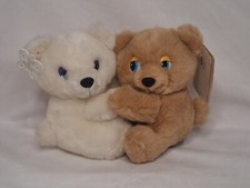 VINTAGE Russ Luv Bears Plush Pair Caress Soft Pets Brown  White Teddy Bears