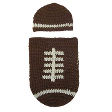 INFANT BOYS PHOTO PROP KNITTED FOOTBALL COCOON BAG OUTFIT