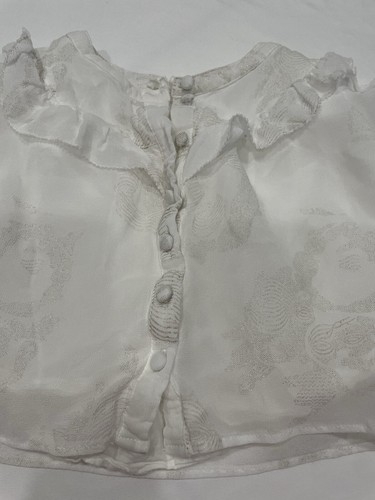 A loves a Girls White button down long sleeve blouse with ruffle and lining - Picture 3 of 11