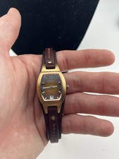 Fossil Women's Tonneau Quartz Wristwatch Date Brown Dial Leather Strap working