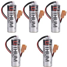5-Pack ER17500V 3.6V 2700mAh Battery Brown Plug for CNC Machine Tools, Robot