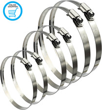 6 Pcs 91-165Mm Large Hose Clips Set, Adjustable 304 Stainless Steel Worm Gear Ho