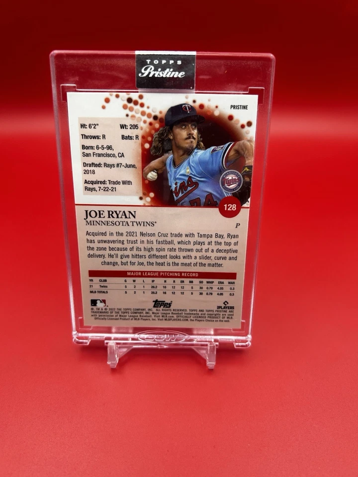 2022 Topps Pristine - Joe Ryan #128 Pristine Pulsar Refractor RC Factory Encased - Image 2 of 2