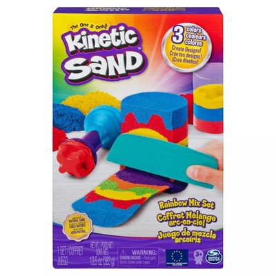 Spin Master Kinetic Sand Rainbow Mix Set With 3 Colors (13.5 oz) And 6 Tools