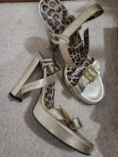 Ladies Gold Leather Designer Platform Shoes UK6 - Worn / Prop / Model