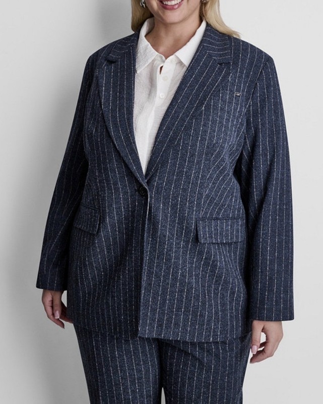 Le Suit Women Plus 22W Navy Blue Pinstripe Pant Suit
