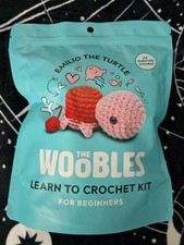 The Woobles brand new Valentine's pink Emilio the Turtle crochet kit w/ hook