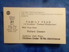 FAMILY FEUD Game Show 1977 Original Ticket w/Richard Dawson ABC HOLLYWOOD