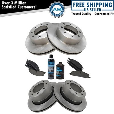 Front & Rear Ceramic Brake Pad & Rotor Kit w/Fluids for Dodge Ram 2500 3500