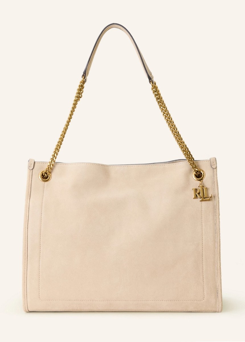 Ralph Lauren Large Bradley Convertible Shopper Tote Bag Suede Sand