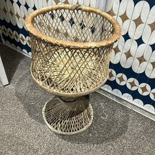 Vintage 1970's Wicker Planter Pot Holder Stand 56cm Tall