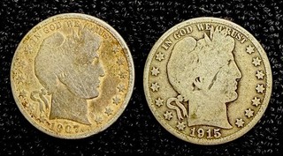 Barber Half Dollar Lot of 2 Mixed Dates/ MM 90% (X429)