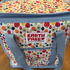 New Earth Fare Insulated Zippered Reusable Cooler Shopping Bag Picnic Cute!