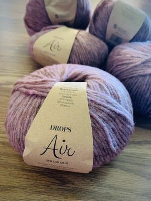 DROPS Air Blow Yarn   Alpaca Blend Mauve | Medium/Worsted | Lot of 5 Balls