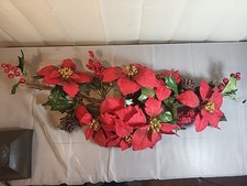 Poinsettia and Holly Branch - Rich Red Holiday Decor