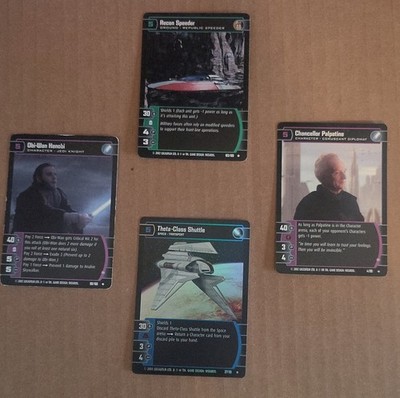 Wizards Star Wars TCG Obi-Wan Kenobi Palpatine Speeder Shuttle Lot 4 2002