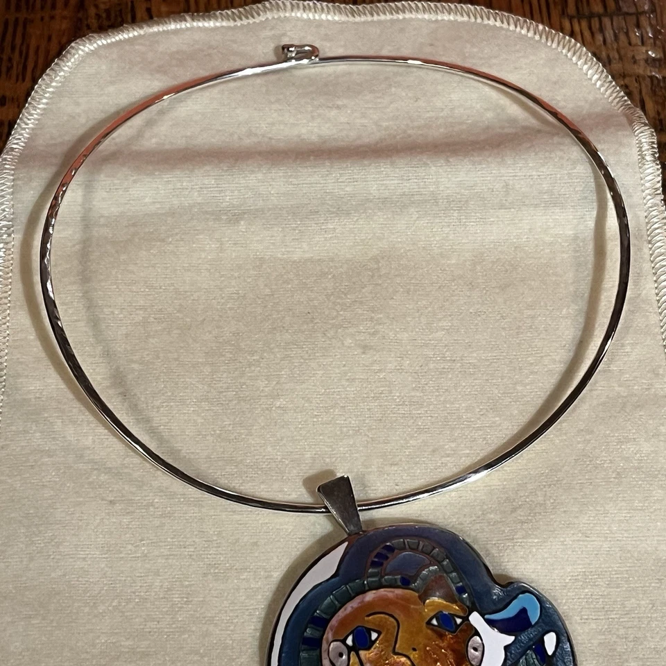 Collar James Avery Martillado Collar Esterlina Firmado Champleve Colgante Esterlina Foto 4 de 4