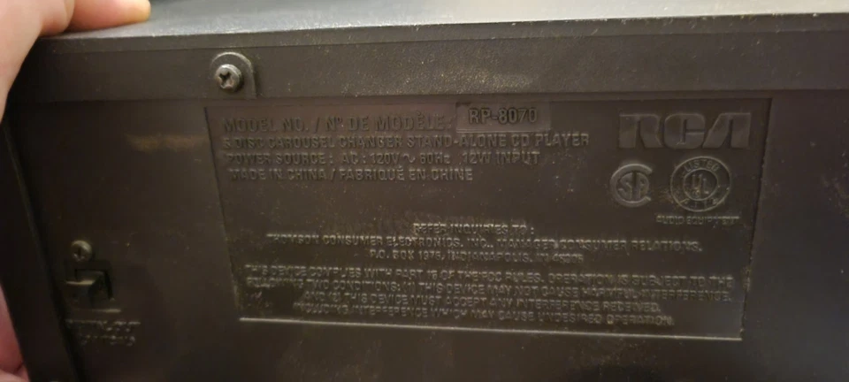 RCA RP-8070 CD Changer 5 Compact Disc Player HiFi Stereo Vintage Home Audio - Image 3 of 3