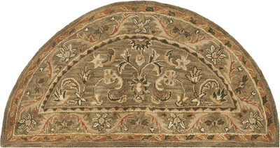 Handmade Olive & Gold Oriental Accent Rug - 2'6'' x 5' for High Traffic Areas